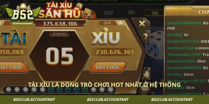 Tài xỉu là dòng trò chơi hot nhất ở hệ thống